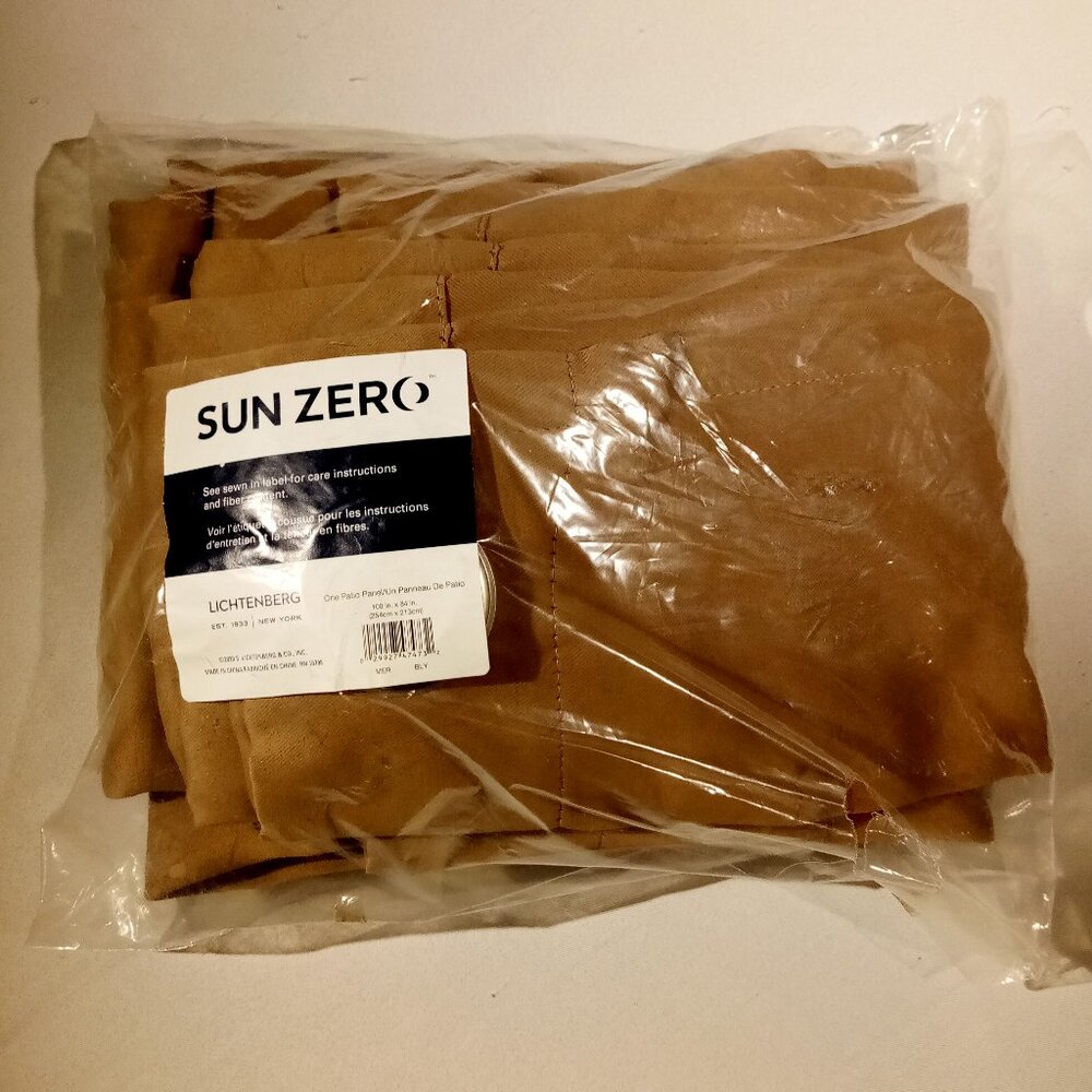 Sun Zero Thermal Extra Wide Blackout Patio Curtain 100" X 84" Barley/Tan NEW